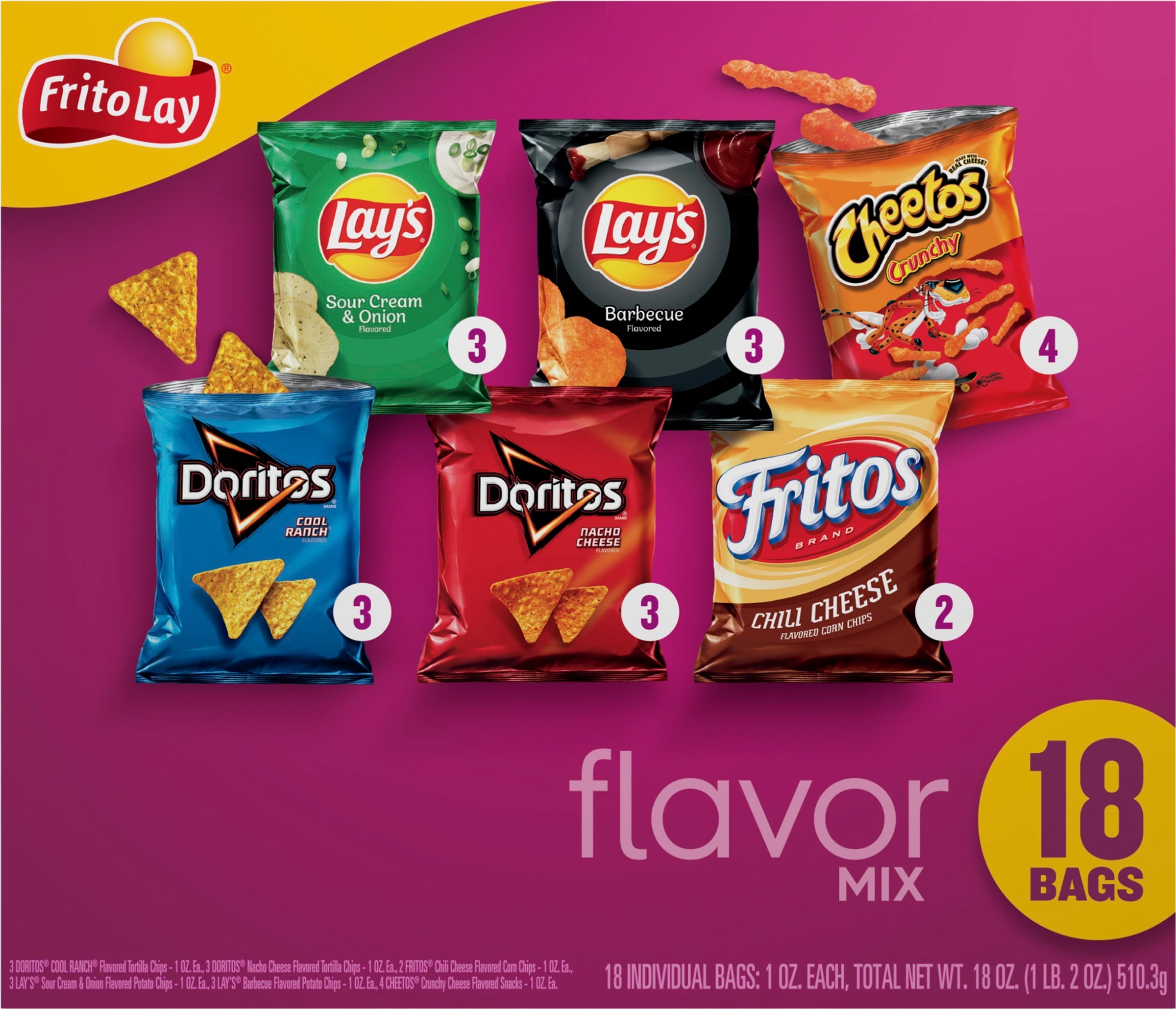 Frito-Lay Snacks Variety Pack Flavor Mix, 18 Count