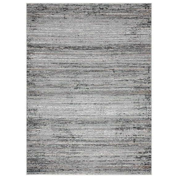 Designer Home Outback Area Rug 4540 20872 Westway Grey Rows Bars 5' 3" x 7' 2" Rectangle