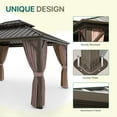 thumbnail image 6 of INTER HUT 12x16 FT Outdoor Hardtop Gazebo with Nettings and Curtains, Aluminum Frame Galvanized Double Roof Pavilion Gazebo, Brown Frame, 6 of 7