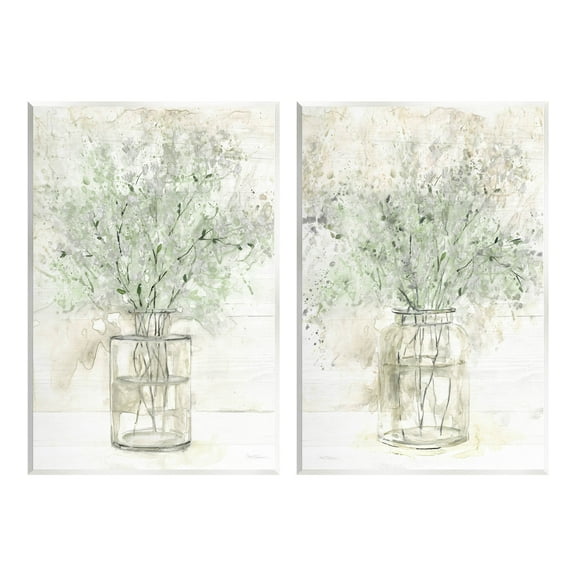 Country Florals Delicate Blooming Bouquet Botanical & Floral Graphic Art Unframed Art Print Wall Art, Set of 2