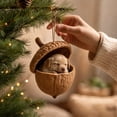 thumbnail image 6 of Cheapark 2D Sleeping Acorn Christmas Hanging Ornament Flat Design Cute Tree Pendant for Xmas Tree Holiday Home Decor Gift, 6 of 7