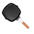 thumbnail image 1 of Portable Folding Non Stick Frying Pan With Anti Scald Wooden Handle Cast Iron For Cooking Camping Dining, 1 of 8