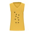 thumbnail image 3 of Tops de Lino para las Mujeres Pequeña Impresión Cuello Redondo Botón Arriba Manga Corta, Tops Cortos para las Mujeres, 3 of 4