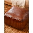 thumbnail image 3 of BBH Homes Handmade Beige Leather Round Pouf Ottoman BBBACPF0008 Indoor Decor, 3 of 6