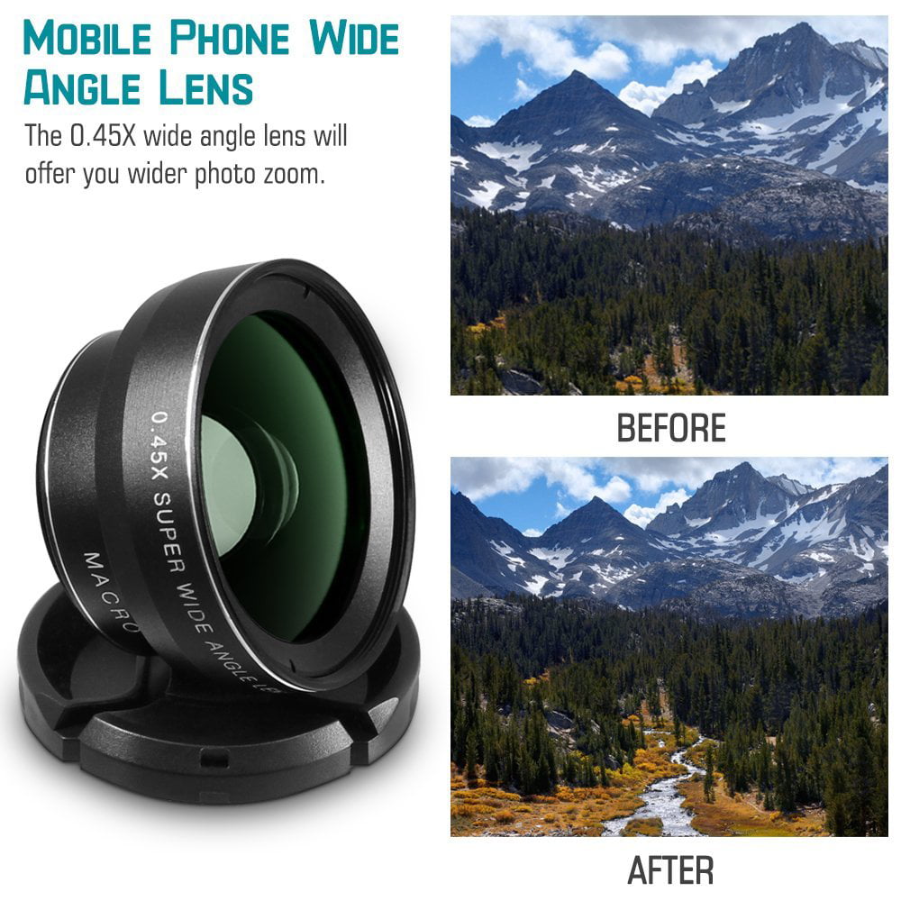SourceTon HD Clip-on Macro /& Wide Angle Optic Lens for iPhone Samsung and Most Smartphones Cell Phone Camera Glass Lens Kit with Tripod and Adapter
