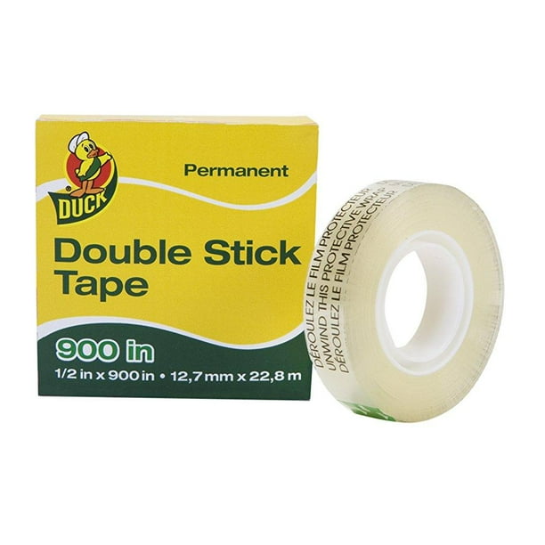 Duck Brand Permanent Double Stick Tape Refill Roll, 1/2Inch x 900