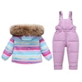 thumbnail image 4 of Kids Winter Snowsuit Insulated Two Piece Warm Outdoor Gear For Girls And Boys Cold Weather 3-Purple2 120, 4 of 4