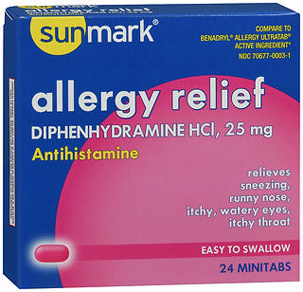 Sunmark Allergy Relief Mini Tablets, 25 mg, 24 Count