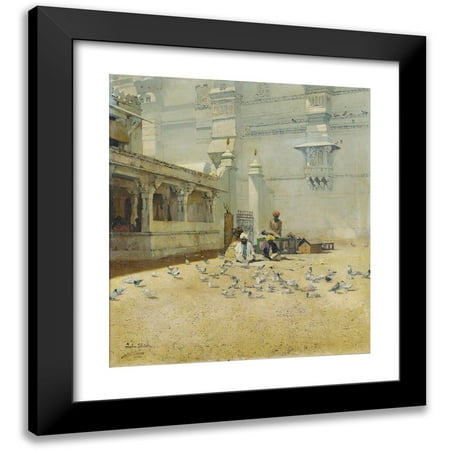 John Gleich 12x14 Black Modern Framed Museum Art Print Titled - The Inner Courtyard of the Amber Palace, Jaipur, India