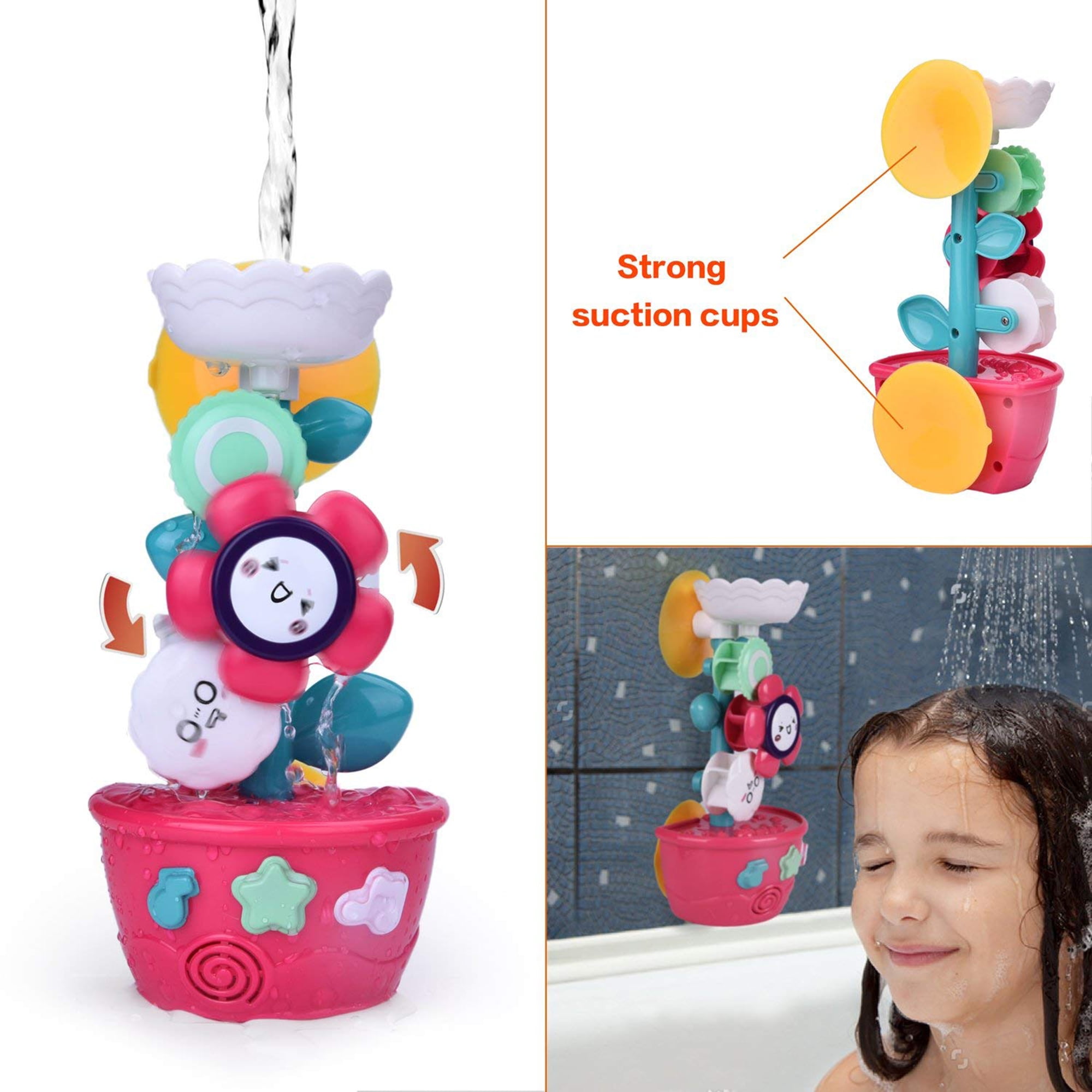 Waterfall Station Bathtub Toys with 4 Stacking Cups for Toddlers 1 2 3 4 5 Years Old Boys Girls BBLIKE Bath Toys Set