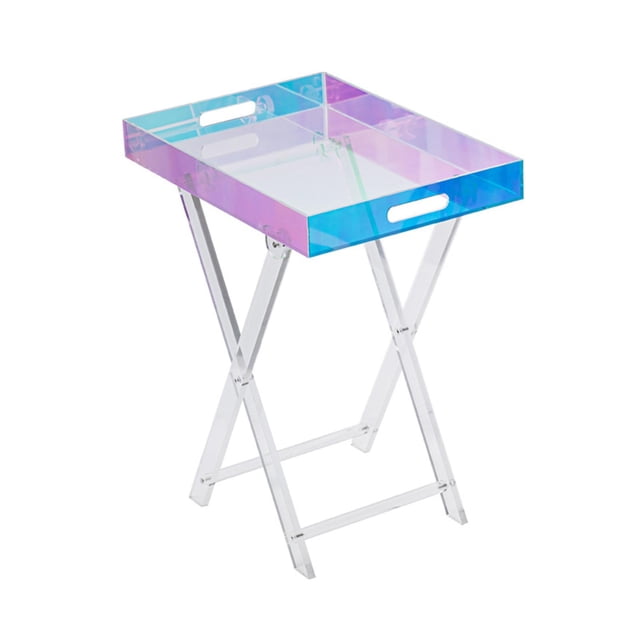 Lipstore Table Pliante en Acrylique Plateau de Souper Meuble Table à Manger Robuste Table de Camping Multicolore