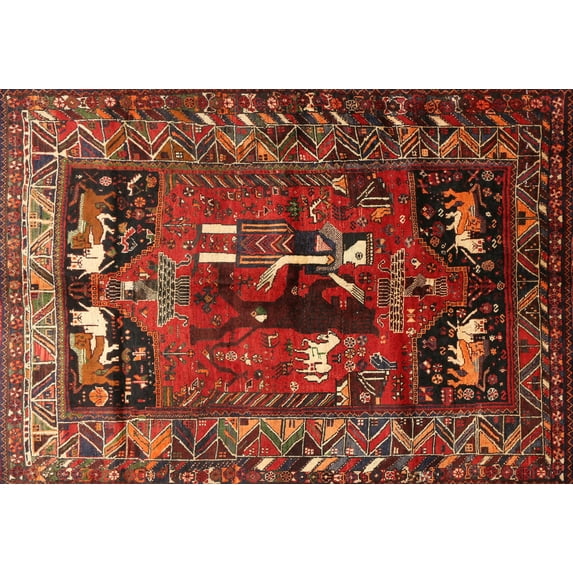 Ahgly Company Indoor Rectangle Traditional Gold Brown Animal Area Rugs, 7' x 9'
