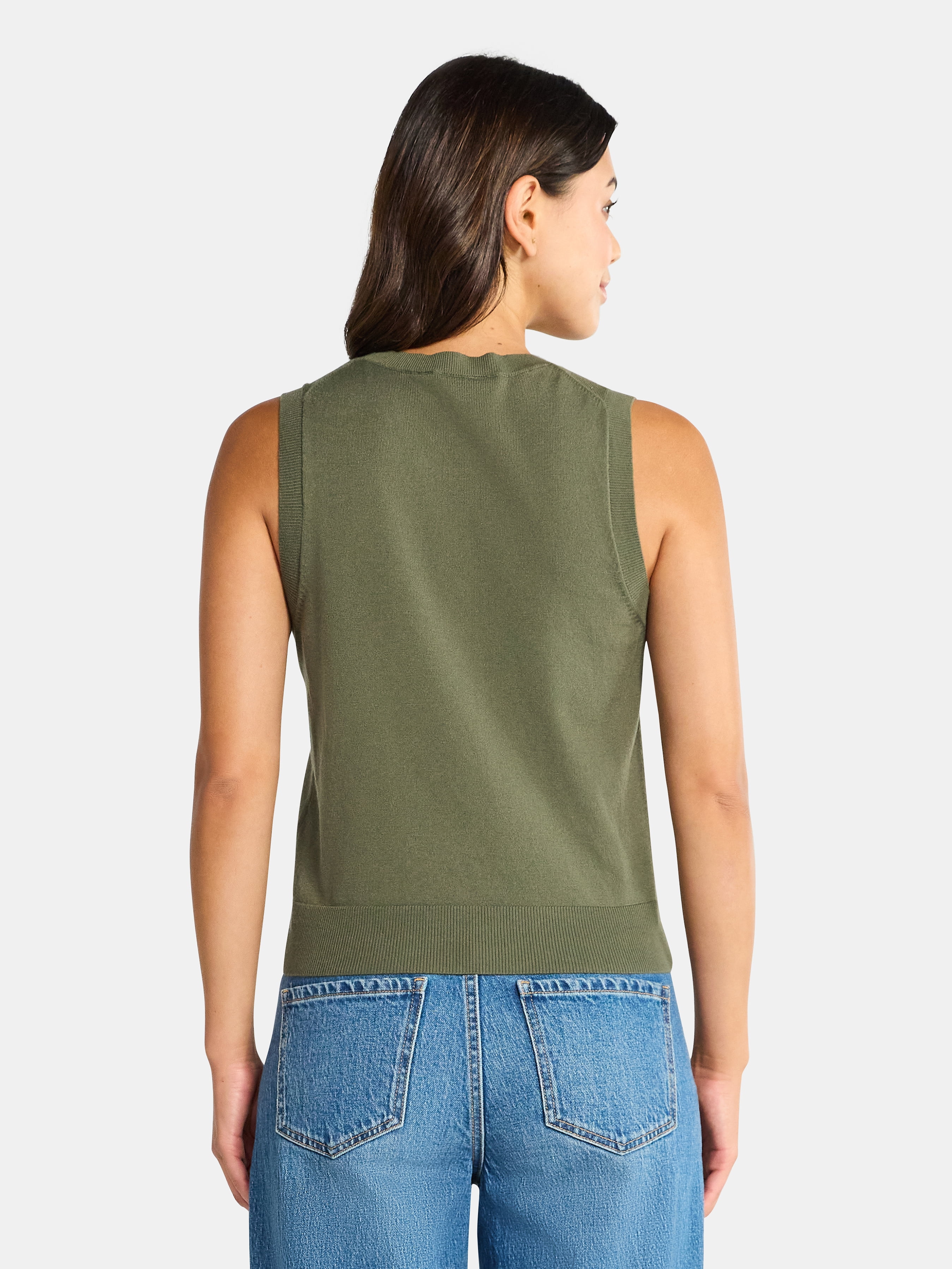 Time and Tru Women's Fine Gauge Sweater Tank Top, Lightweight, Sizes XS-XXXL