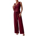 thumbnail image 1 of Blusa sin mangas con cuello en V informal para mujer a la moda + Pantalones largos Conjuntos sólidos de verano Wmkox8yi  bvn549, 1 of 9