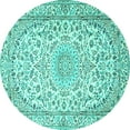 thumbnail image 1 of Ahgly Company Indoor Round Medallion Turquoise Blue Traditional Area Rugs, 8' Round, 1 of 4