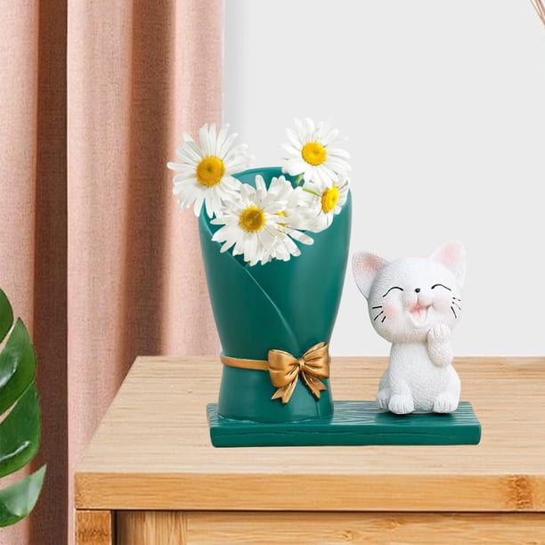 Bonita estatua de jarrón de gato, manualidades de mesa, coleccionables modernos, figuritas de regalo, escultura de para estante, sala de Estilo A Soledad Linda estatua de jarrón de gato