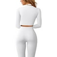 thumbnail image 7 of Seamless Workout Sets for Women 2 Piece High Waist Running Shorts and Long Sleeve Crop Tops Gym Yoga Sets Sweatsuit Ladies Clothes, 7 of 7