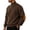 hgg203-Brown, variant on Men's Solid Waffle Knit Stand Collar Pullover with Elbow Patches, Casual Long Sleeve Top for Daily Comfort