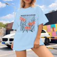 thumbnail image 3 of Graphic Tees for Women T-Shirts Oversized Graphic Print Shirts for Women – Casual Tops Tee with Artwork Blue M, 3 of 5