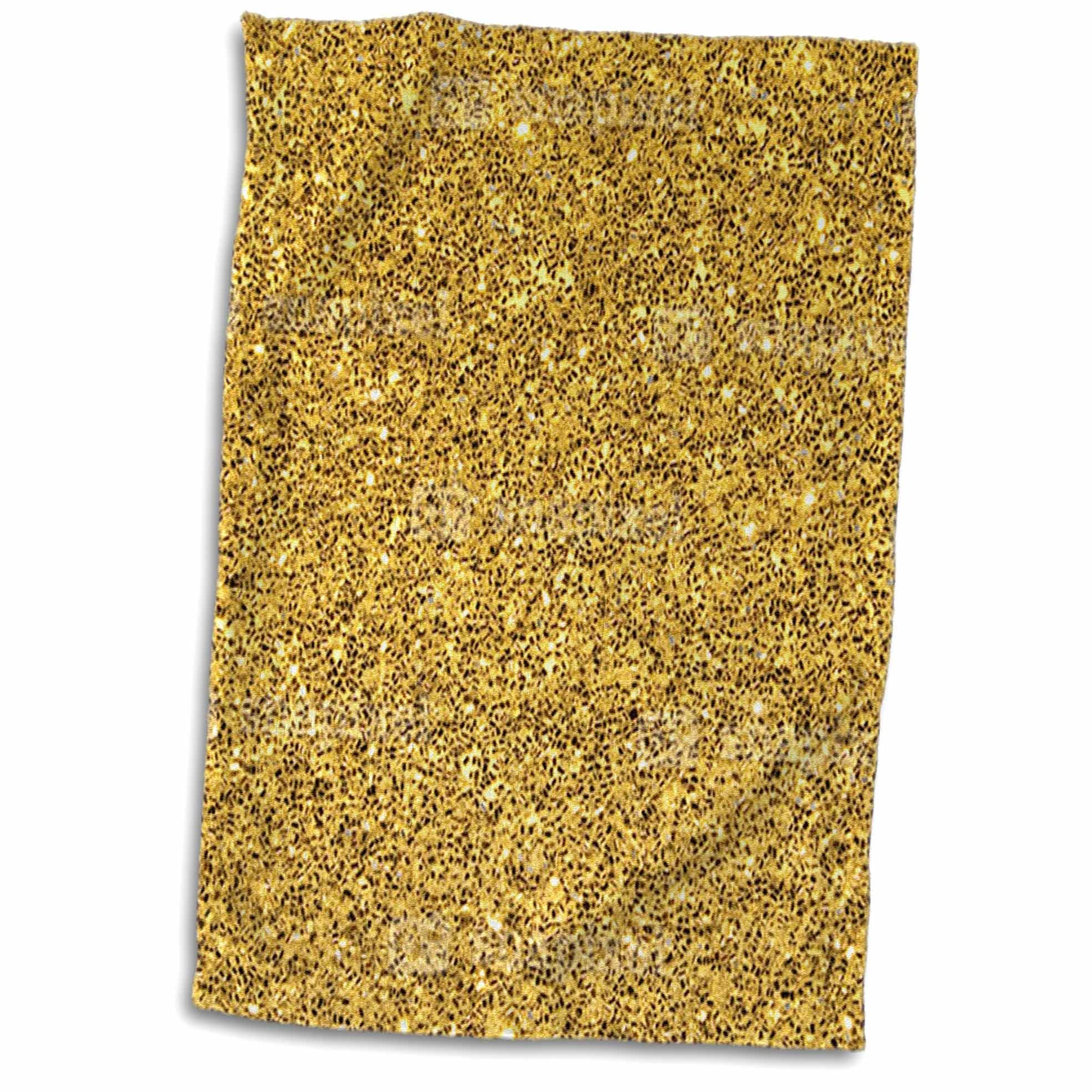 3dRose Print of Gold Sparkles Glitter - Towel, 15 by 22-inch