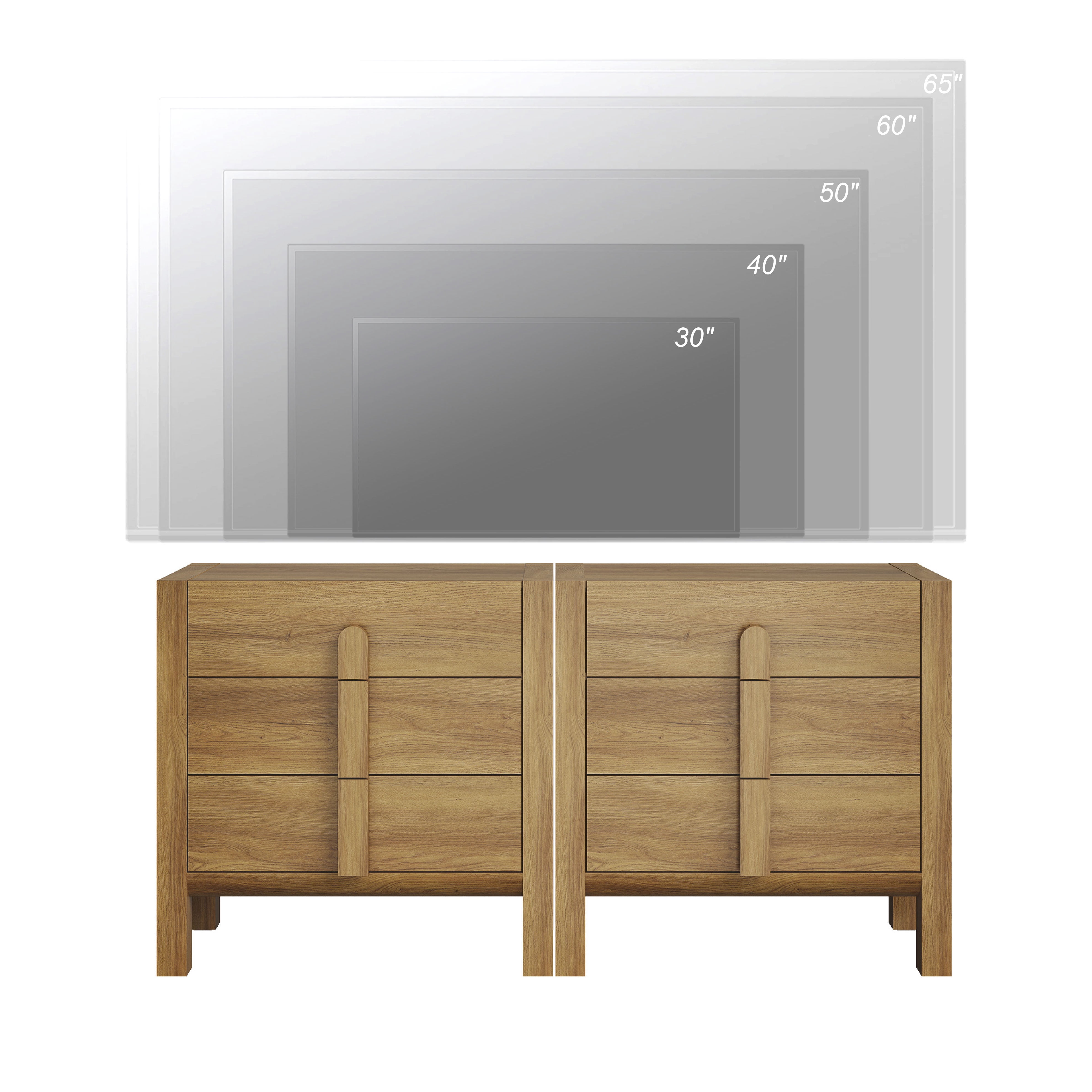 63" Mid-Century Modern TV Stand, Dresser with 6 Drawers, Wooden TV Console with Storage for Living Room,Bedroom