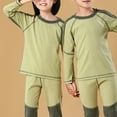 thumbnail image 3 of ranrann Boys Girls Thermal Underwear Set Autumn Casual Wear Base Layer Top and Leggings Green 175, 3 of 7
