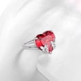 thumbnail image 3 of Juwaliy Women Heart Ring 925 Sterling Silver Butterfly July Birthstone Ruby Red Solitaire Ring Jewelry Mother Birthday Valentine's Day Gift, 3 of 9