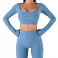 thumbnail image 2 of Ropa Deportiva Femenina, Top De Yoga De Manga Larga De Poliuretano De Nylon Transpirable Con Almohadillas Para El Pecho Para Ir De Compras ANGGREK No, 2 of 6