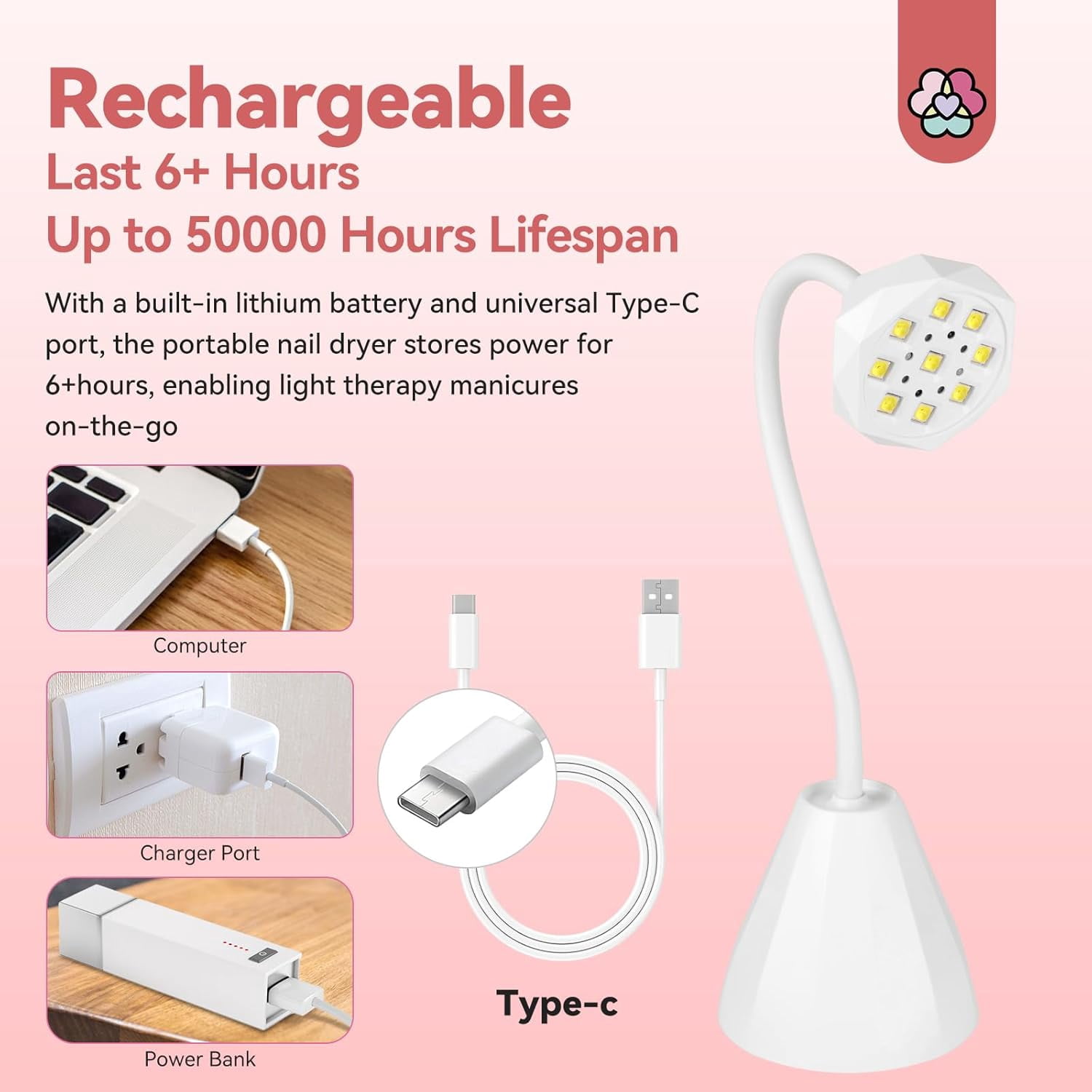 Lamp-30W Gel X Lamp Mini Cordless Nail Lamp for Gel Nail Polish 27W U V Light for Gel Nails: Smart Sensor U V Gel X Lamp 10s Flash Cure Intellisense Gooseneck U V