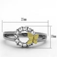 thumbnail image 4 of Womens Butterfly Ring Two Tone Anillo Para Mujer Stainless Steel Ring with Glass in Emerald, 4 of 4