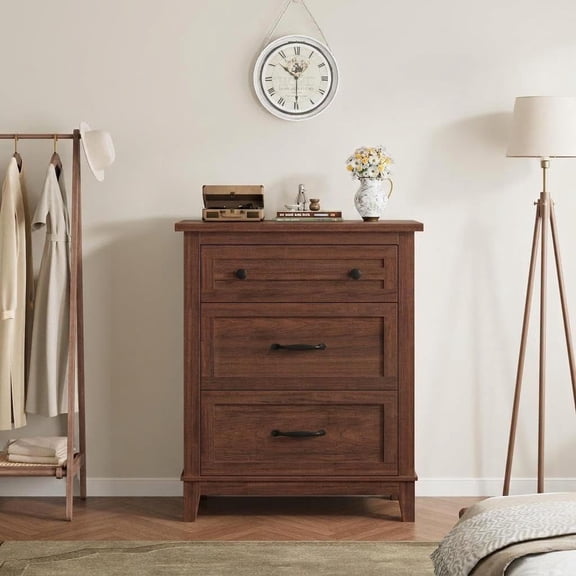 3/4 Drawer Dresser 34.8 Inch Wooden Chest of Drawers Modern Storage Organizer for Bedroom