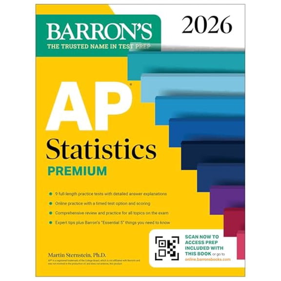 Pre-Owned Barron's AP Prep AP Statistics Premium, 2026: Prep Book with 9 Practice Tests + Comprehensive Review + Online Practice, (Paperback)