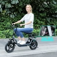 thumbnail image 3 of SANOPY Electric Scooter for Adults with Seat,Peak 560W Motor,Commuter Foldable Electric Scooter with Basket, Dual Shock Absorbers&14" Wheels,Up to 15 Miles 20Mph，Gray, 3 of 10
