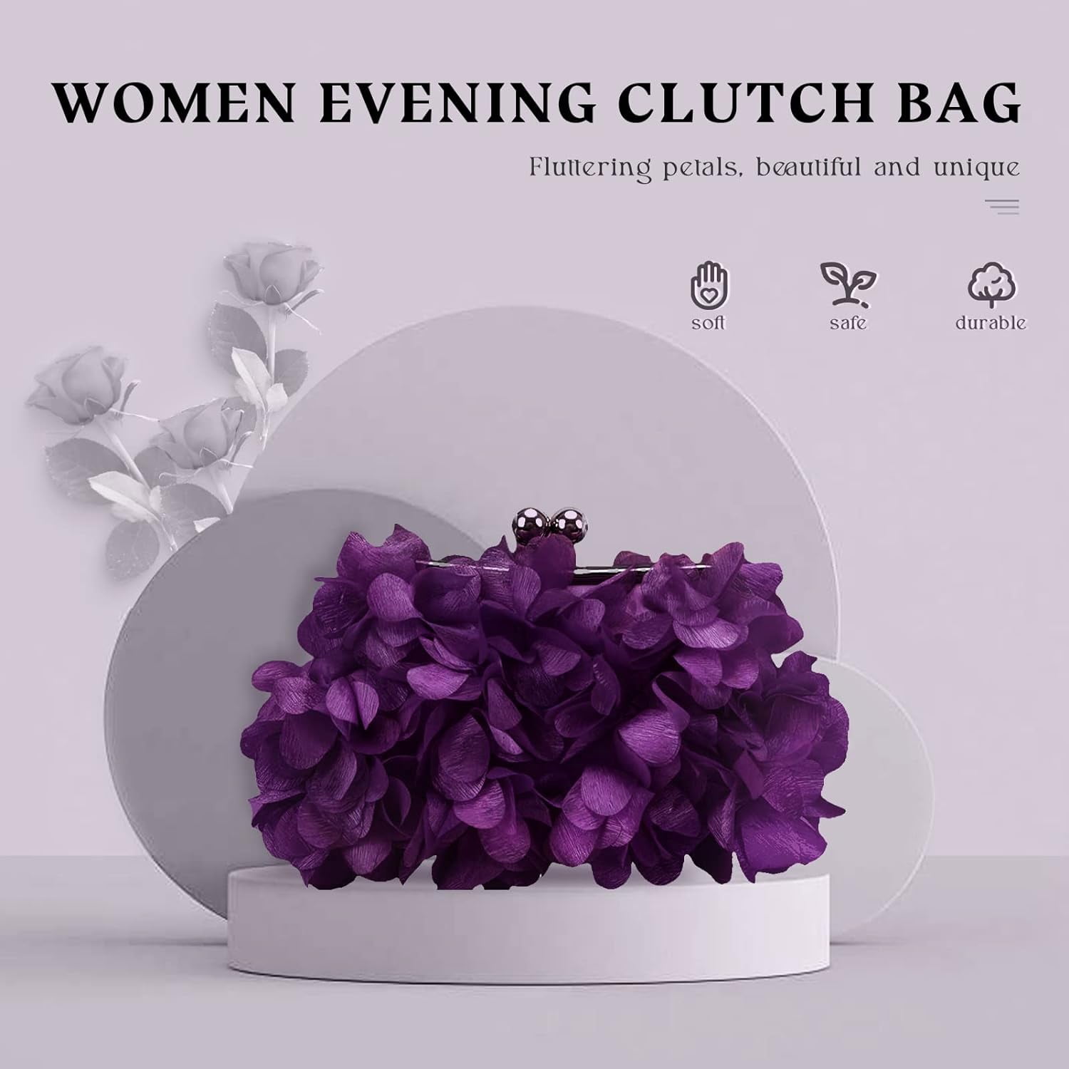 Women Clutch Evening Bag Small Floral Purses with Chain for Wedding, Party, Prom