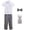 czb# Grey266, variant on CUZIBR Boys Outfits Sets British Style Pleated Short Sleeve Shirt Striped Suspender Trousers Bow Tie Two Piece Formal Wedding Performance Party Clothes For Kids,Grey,12-24 Months