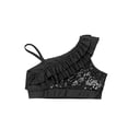 thumbnail image 6 of Haitryli Kids Girls Sequin Ruffled Ballet Dance Crop Top Modern Jazz One Shoulder Cami Tank Tops Black 10, 6 of 7