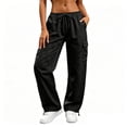 thumbnail image 5 of Levmjia Women Plus Size Cargo Pants Loose Straight Leg Casual Solid Color Comfortable Elastic Waist With Pockets For Home Daily Outdoor Workwear, 5 of 6