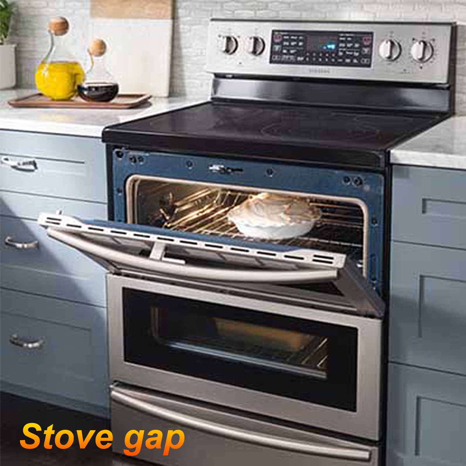 Uxcell Stove Gap Covers, Kitchen Stove Gap Filler, Aluminum Oven Gap Cover 25.59 in Length, Silver