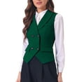 thumbnail image 5 of INSPIRE CHIC Women's Suit Vest Double Breasted Business Lapel Dressy Waistcoat Vest XS Dark Green, 5 of 7