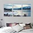 thumbnail image 3 of Nawypu Framed Canvas Wall Art Panoramic View of Cecita Lake in Winter partially covered by Ice Iced Photo Print Artwork Stretched & Framed Poster Home Decor Ready to Hang 12''x16''X3 Panels, 3 of 4