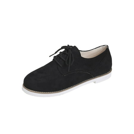 

Avamo Women Sneakers Lace Up Flats Brogue Walking Shoe Womens Casual Shoes Ladies Breathable Comfort Black 5.5