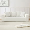 thumbnail image 3 of 88.97" Corduroy Sectional Sofa Couch, Modern Upholstered Sponge Floor Sofa with 5 Pillows, 3 Seater Sofa Furniture for Living Room, Bedroom, Apartment and Office, 3 of 7