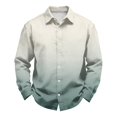 thumbnail image 4 of Button Up Shirt Men Big and Tall Lapel Collar Long Sleeve Shirts Gradient Print Regular Fit Beach Vacation Casual Tops, 4 of 5