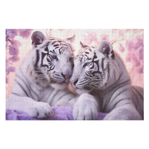 Puzzles for Adults 500 Pieces - Wild White Tigers Nature Puzzle for Stress Relief and Leisure Holiday Gifts Home Decor Collectibles