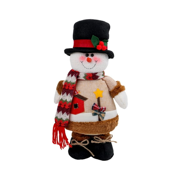 Wadada Christmas Shelf Sitters Plush Santa Snowman Decorations Reindeer Christmas Table Fireplace Decorations Xmas Sitting Figurines Ornament for Indoor Home Decor (Snowman)