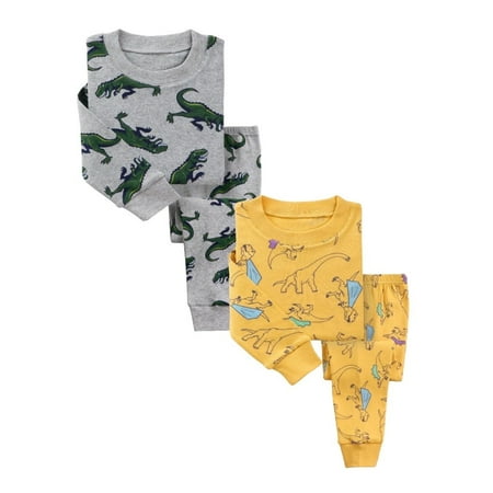 

Green Dinosaurs/Yellow Dinosaurs - Kids 2 Pack Pajama Set