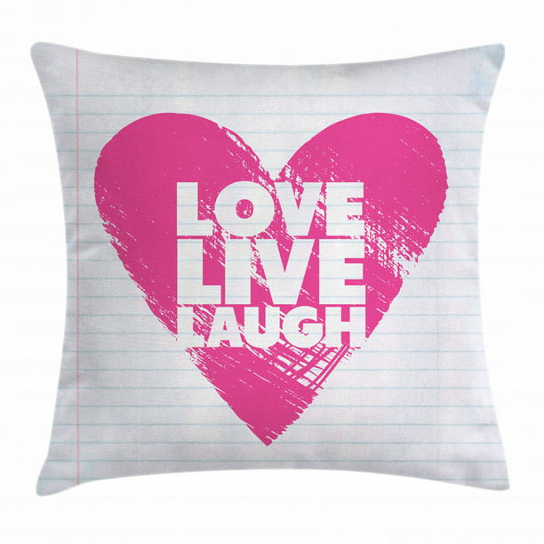Live Laugh Love Throw Pillow Cushion Cover, Notebook Style Backdrop ...