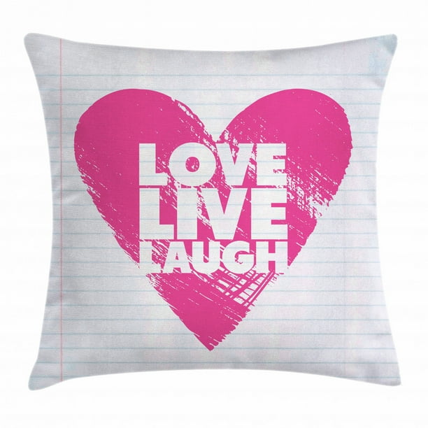 Live Laugh Love Throw Pillow Cushion Cover, Notebook Style Backdrop