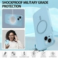 thumbnail image 3 of Magnetic Case for iPhone 13 Phone Case for Women, [Adaptation with Magsafe] Matte Luxury Soft Metallic Luster Design for iPhone 13 6.1'' with Camera Protector-Blue, 3 of 13