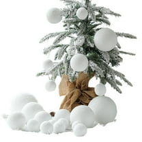 6 Pieces Christmas Tree Foam Balls 2.36 Inch White Snowball Ornaments with Ropes Shatterproof Snowy Bauble Hanging Decor for Xmas Holiday Wedding Party Tree Decorations